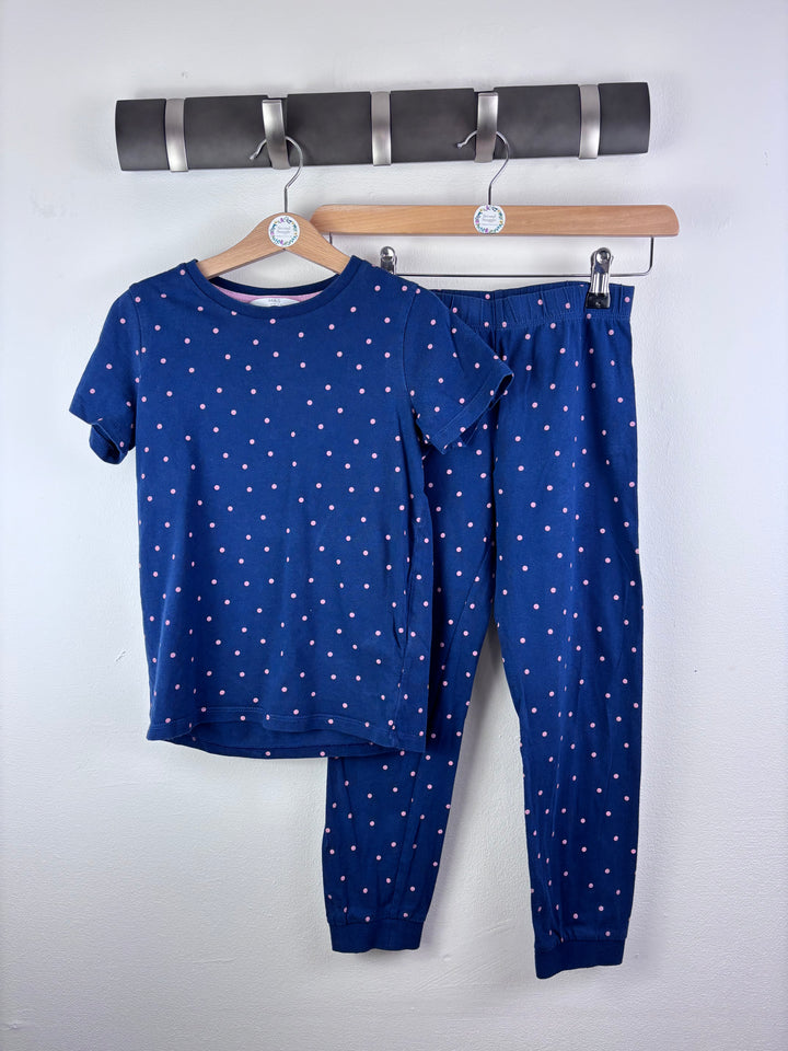 M&S Navy Spot Pyjama Set 6-7 Years-Night Wear-Second Snuggle Preloved