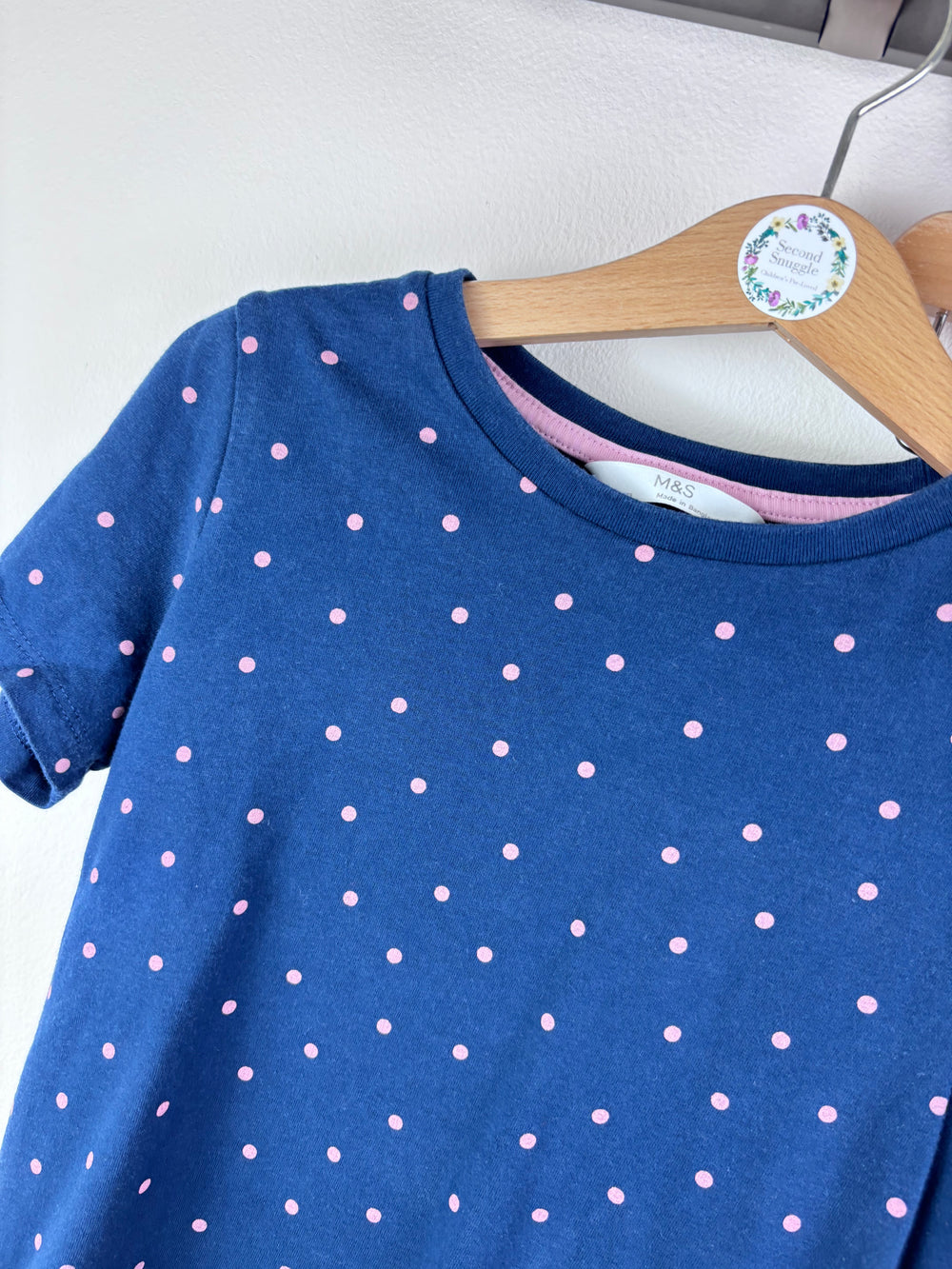 M&S Navy Spot Pyjama Set 6-7 Years-Night Wear-Second Snuggle Preloved