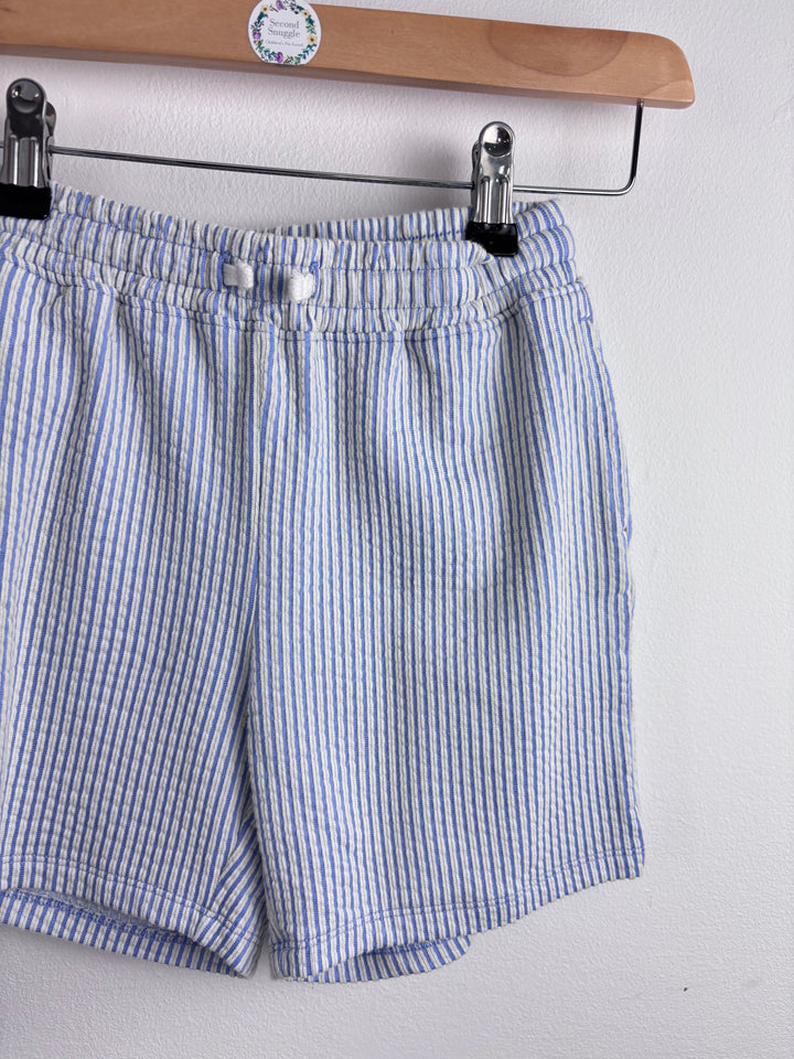 H&M Blue Stripe Short Sleeve Shirt and Shorts Set 5-6 Years-Sets-Second Snuggle Preloved
