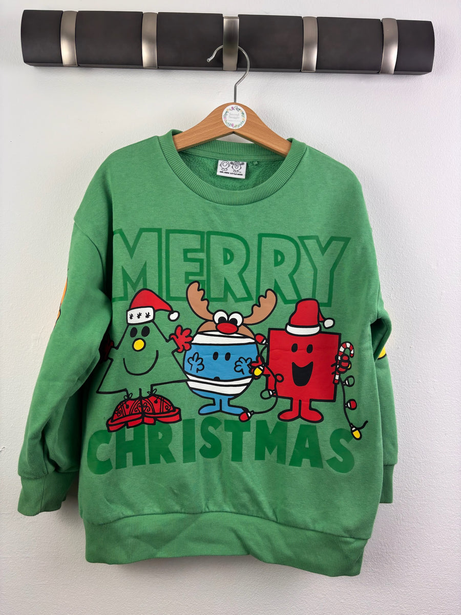 Next Green Mr Men Merry Christmas Sweatshirt 5-6 Years-Jumpers-Second Snuggle Preloved