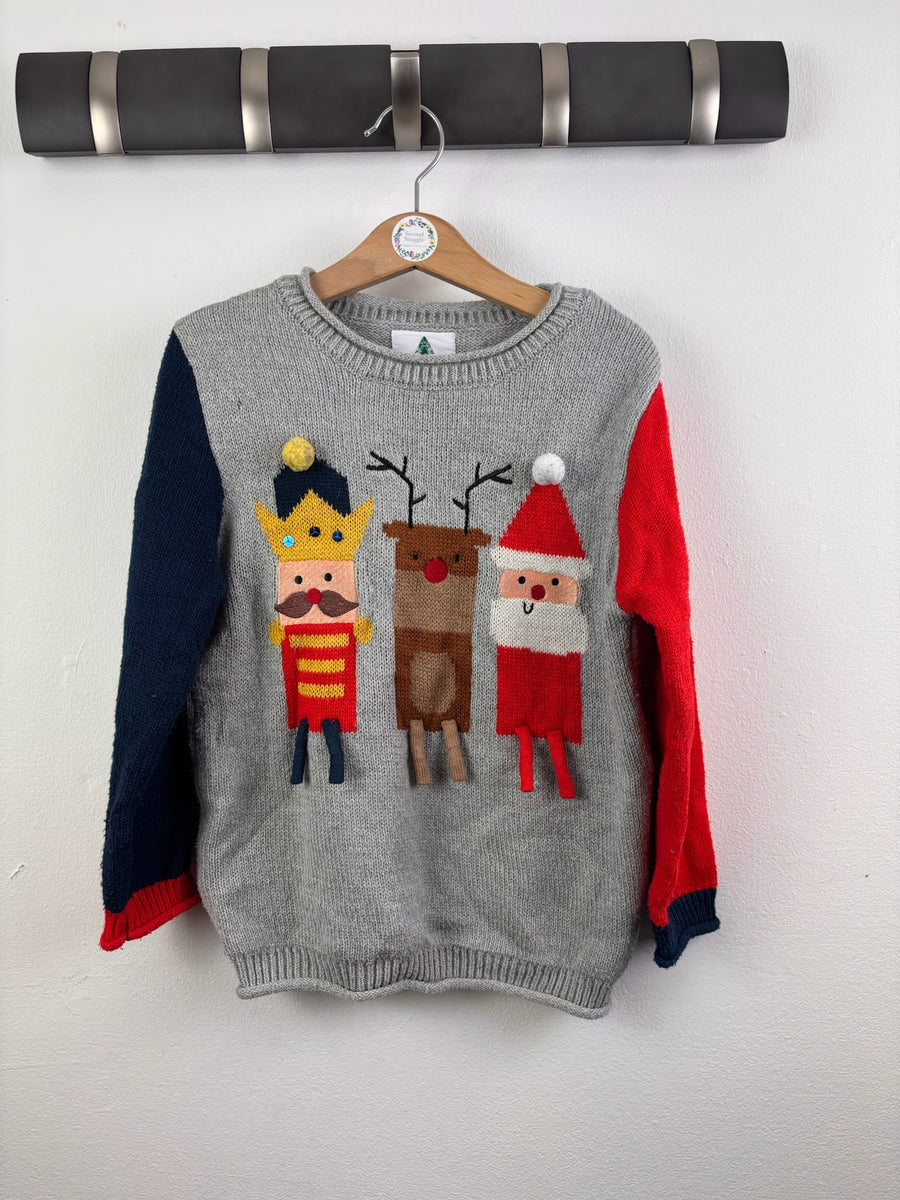 George Grey Christmas Jumper Nutcracker Reindeer & Santa 5-6 Years-Jumpers-Second Snuggle Preloved