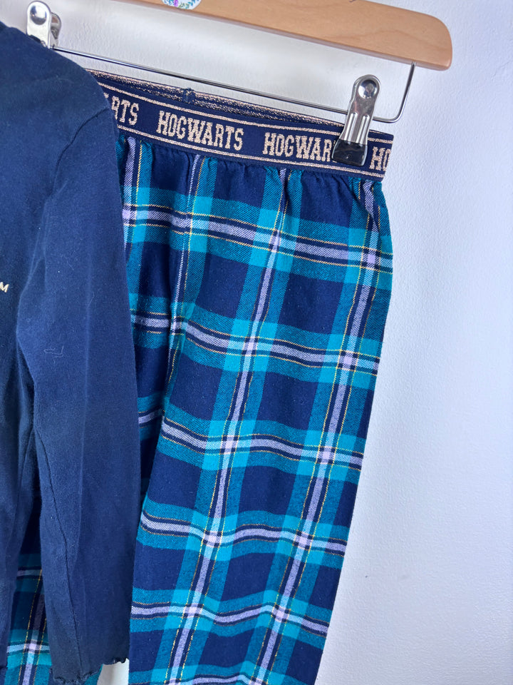M&S Navy Pyjama Set Hogwarts Check 7-8 Years-Night Wear-Second Snuggle Preloved