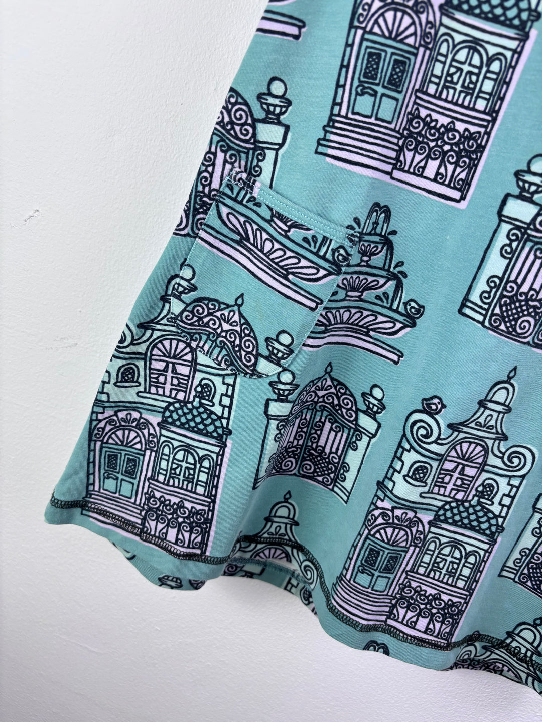 Maxomorra Mint Dress Building Print Pockets 3-4 Years-Dresses-Second Snuggle Preloved