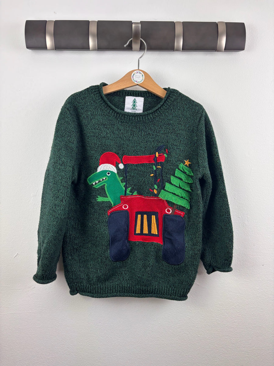 George Green Christmas Jumper Dinosaur Digger Design 5-6 Years-Jumpers-Second Snuggle Preloved
