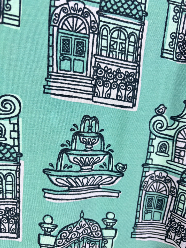 Maxomorra Mint Dress Building Print Pockets 3-4 Years-Dresses-Second Snuggle Preloved
