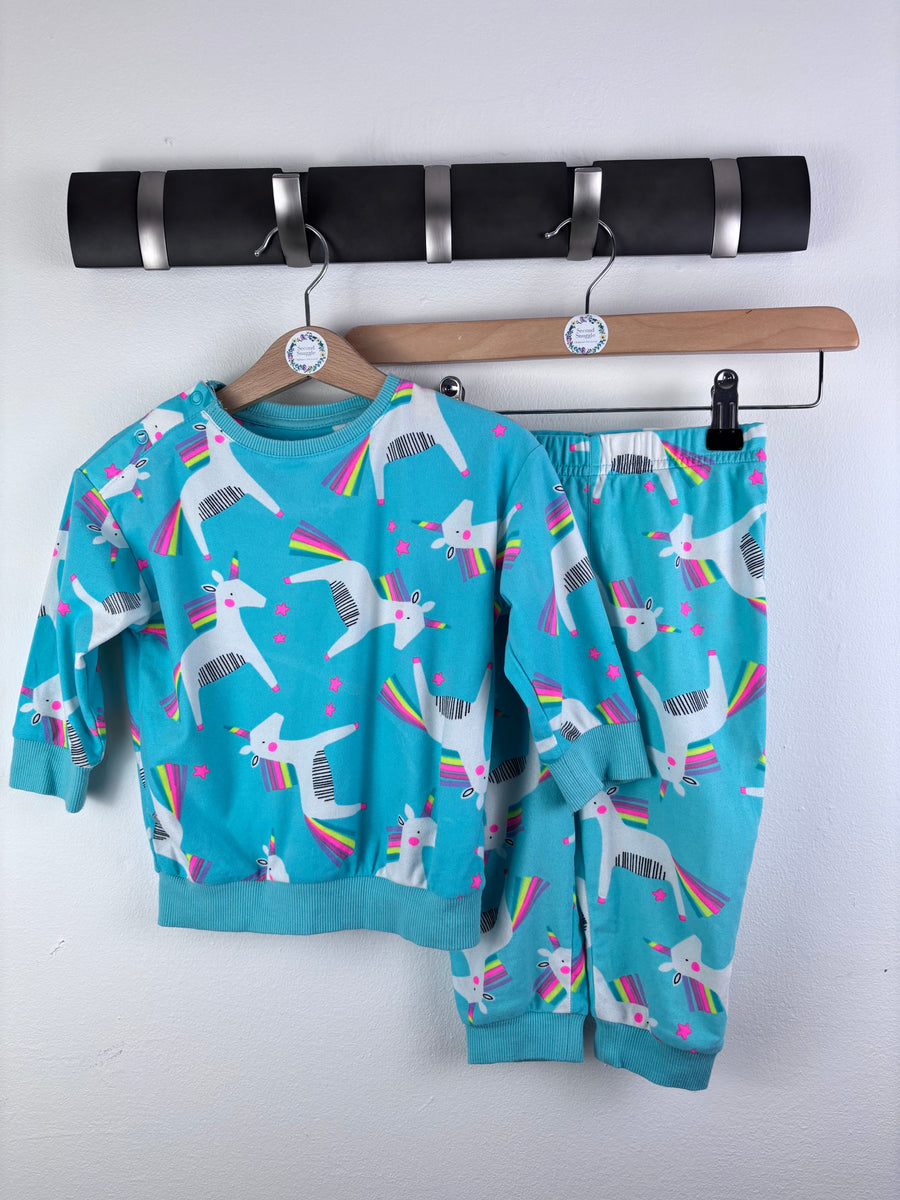 Next Turquoise Unicorn Pyjama Set 12-18 Months-Night Wear-Second Snuggle Preloved