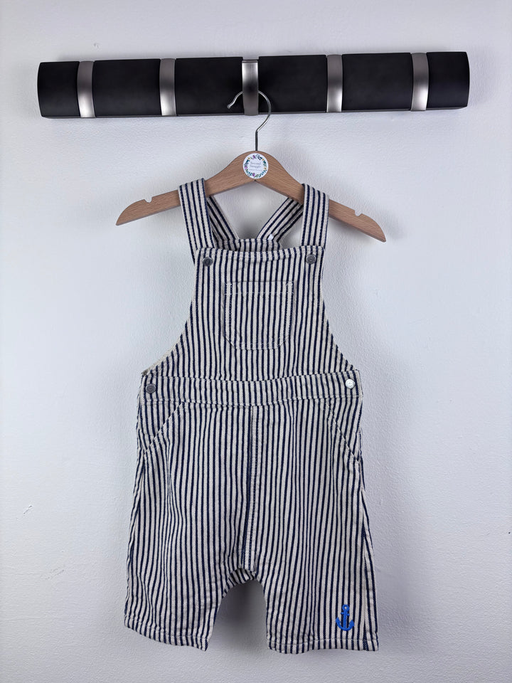 M&S Navy and White Stripe Dungaree Shorts 18-24 Months-Dungarees-Second Snuggle Preloved