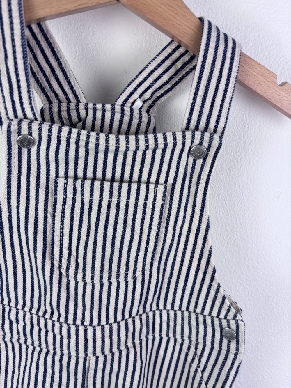 M&S Navy and White Stripe Dungaree Shorts 18-24 Months-Dungarees-Second Snuggle Preloved