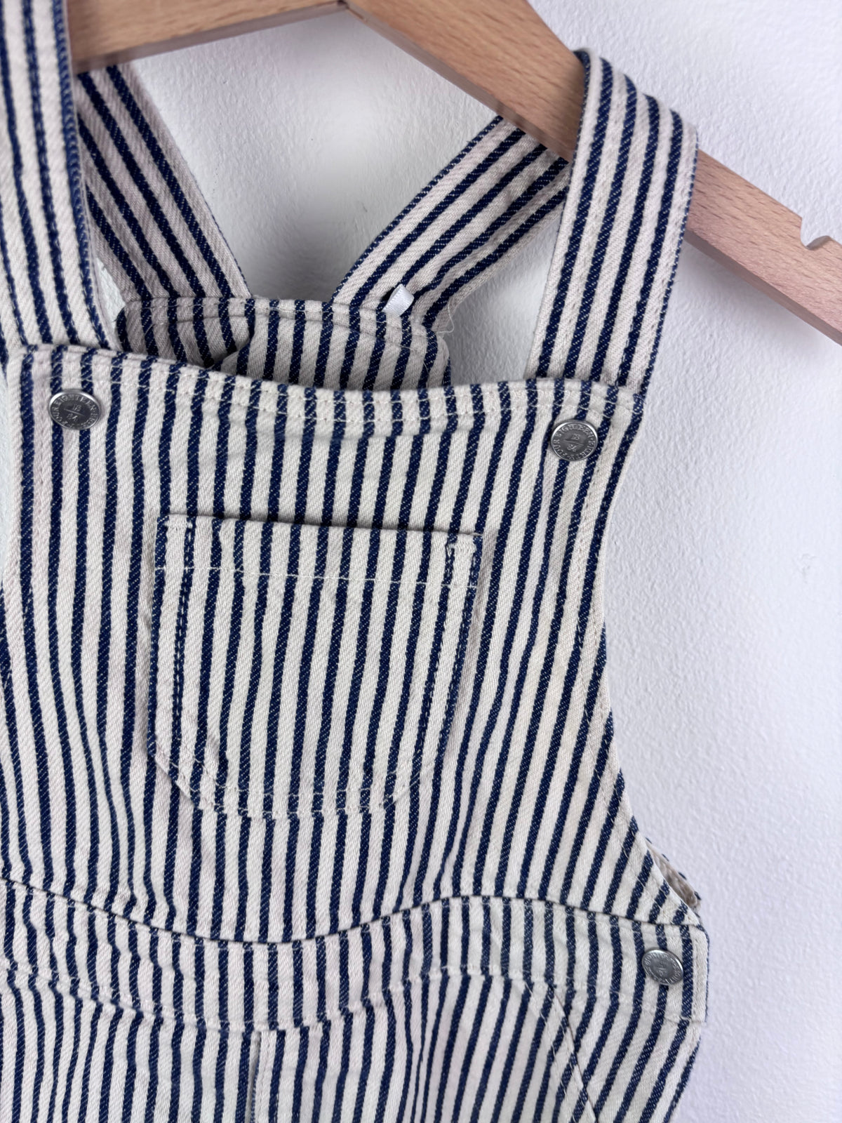 M&S Navy and White Stripe Dungaree Shorts 18-24 Months-Dungarees-Second Snuggle Preloved
