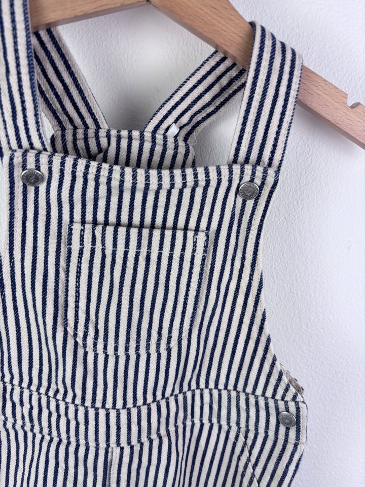 M&S Navy and White Stripe Dungaree Shorts 18-24 Months-Dungarees-Second Snuggle Preloved