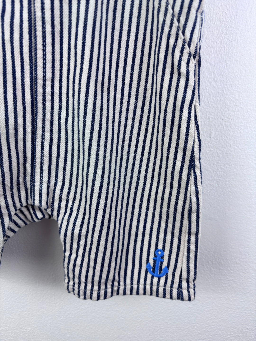 M&S Navy and White Stripe Dungaree Shorts 18-24 Months-Dungarees-Second Snuggle Preloved