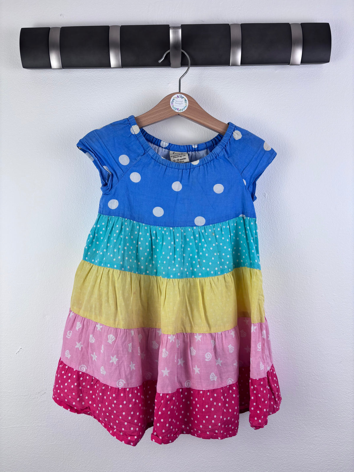 Frugi Multicolour Tiered Spot Dress 12-18 Months-Dresses-Second Snuggle Preloved