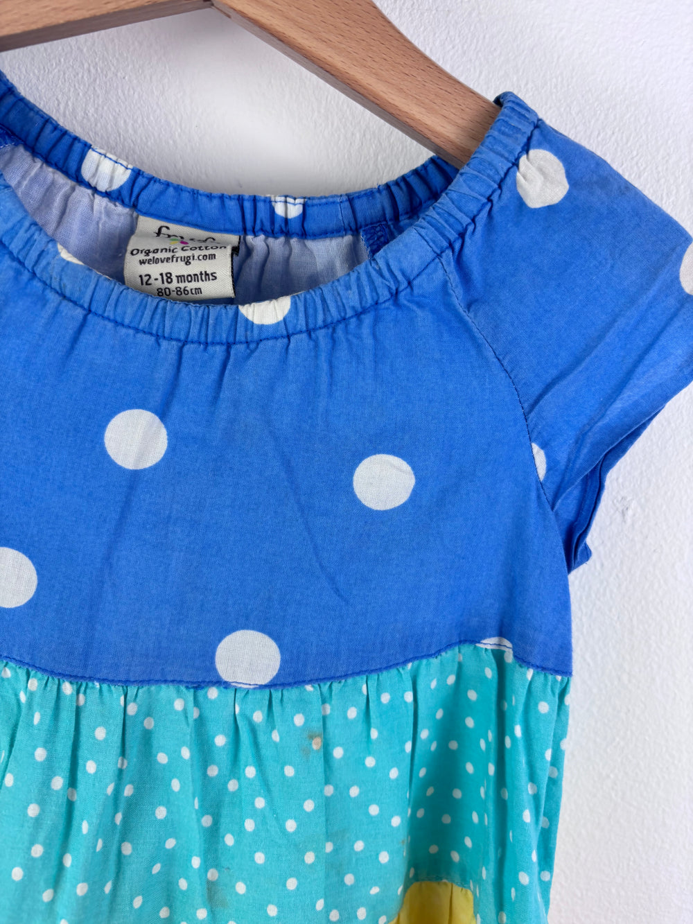 Frugi Multicolour Tiered Spot Dress 12-18 Months-Dresses-Second Snuggle Preloved