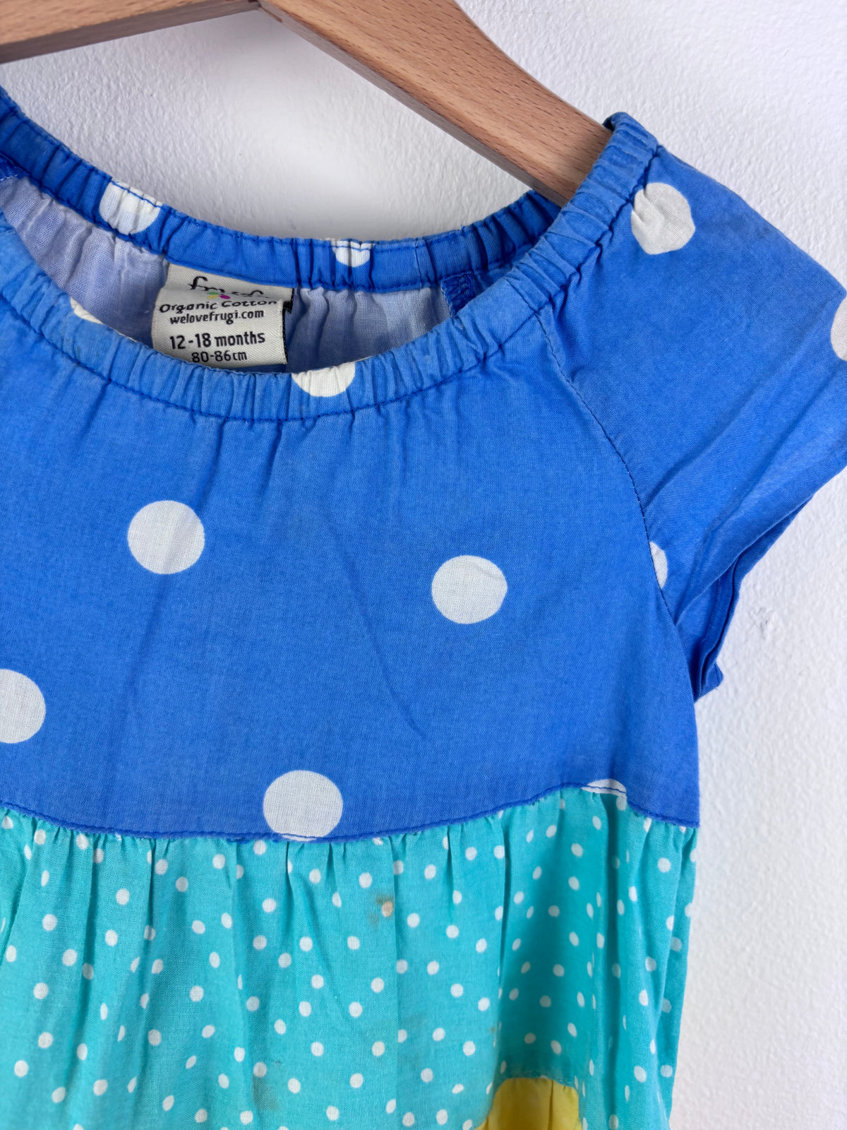 Frugi Multicolour Tiered Spot Dress 12-18 Months-Dresses-Second Snuggle Preloved