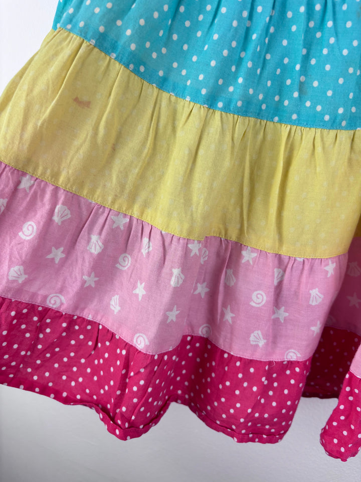 Frugi Multicolour Tiered Spot Dress 12-18 Months-Dresses-Second Snuggle Preloved