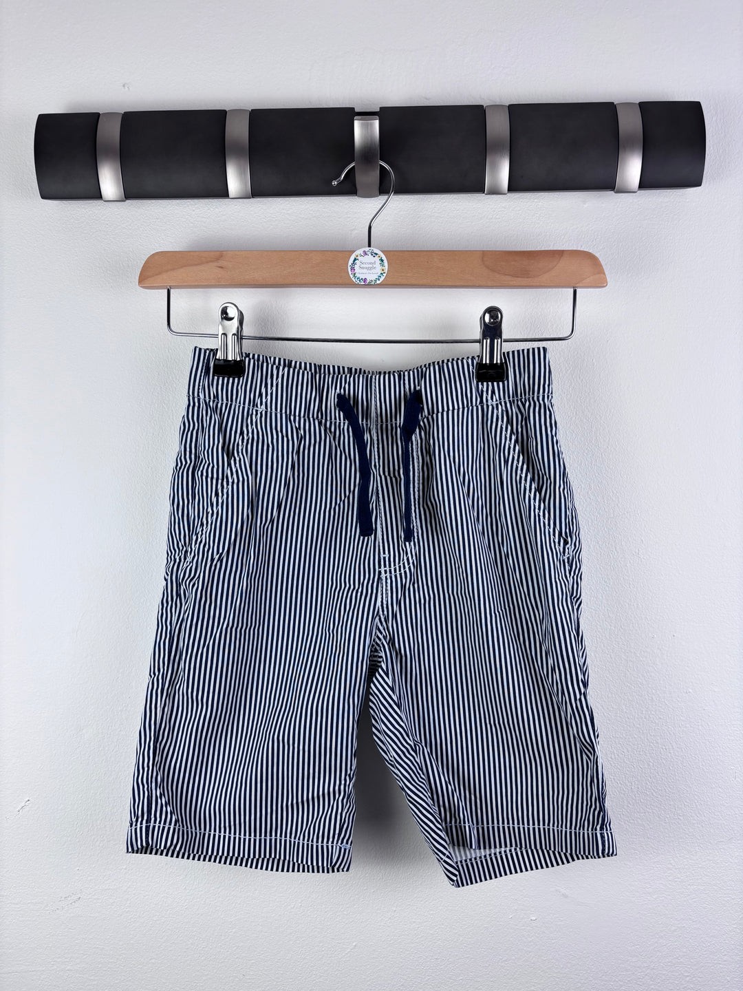 H&M Navy Stripe Shorts Drawstring 6-7 Years-Shorts-Second Snuggle Preloved
