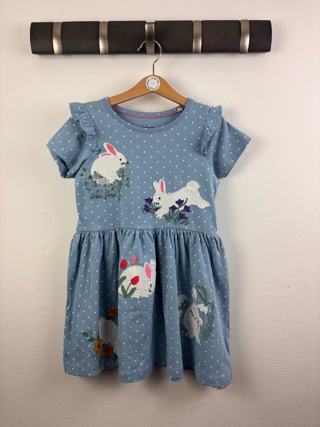 Ex Boden Blue Bunny Appliqué Dress