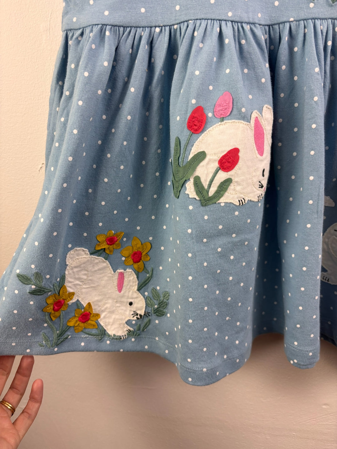 Ex Boden Blue Bunny Appliqué Dress