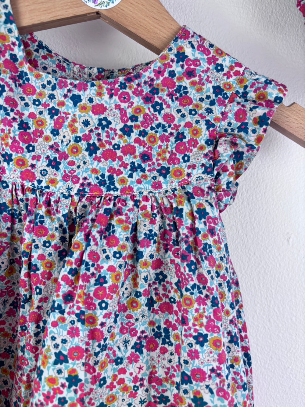 John Lewis Pink Floral Dress with Bloomers 6-9 Months-Dresses-Second Snuggle Preloved