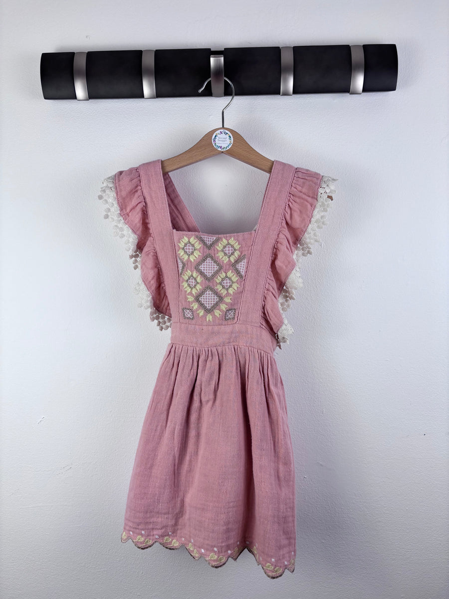 Louise Misha Pink Embroidered Dress 4 Years-Dresses-Second Snuggle Preloved