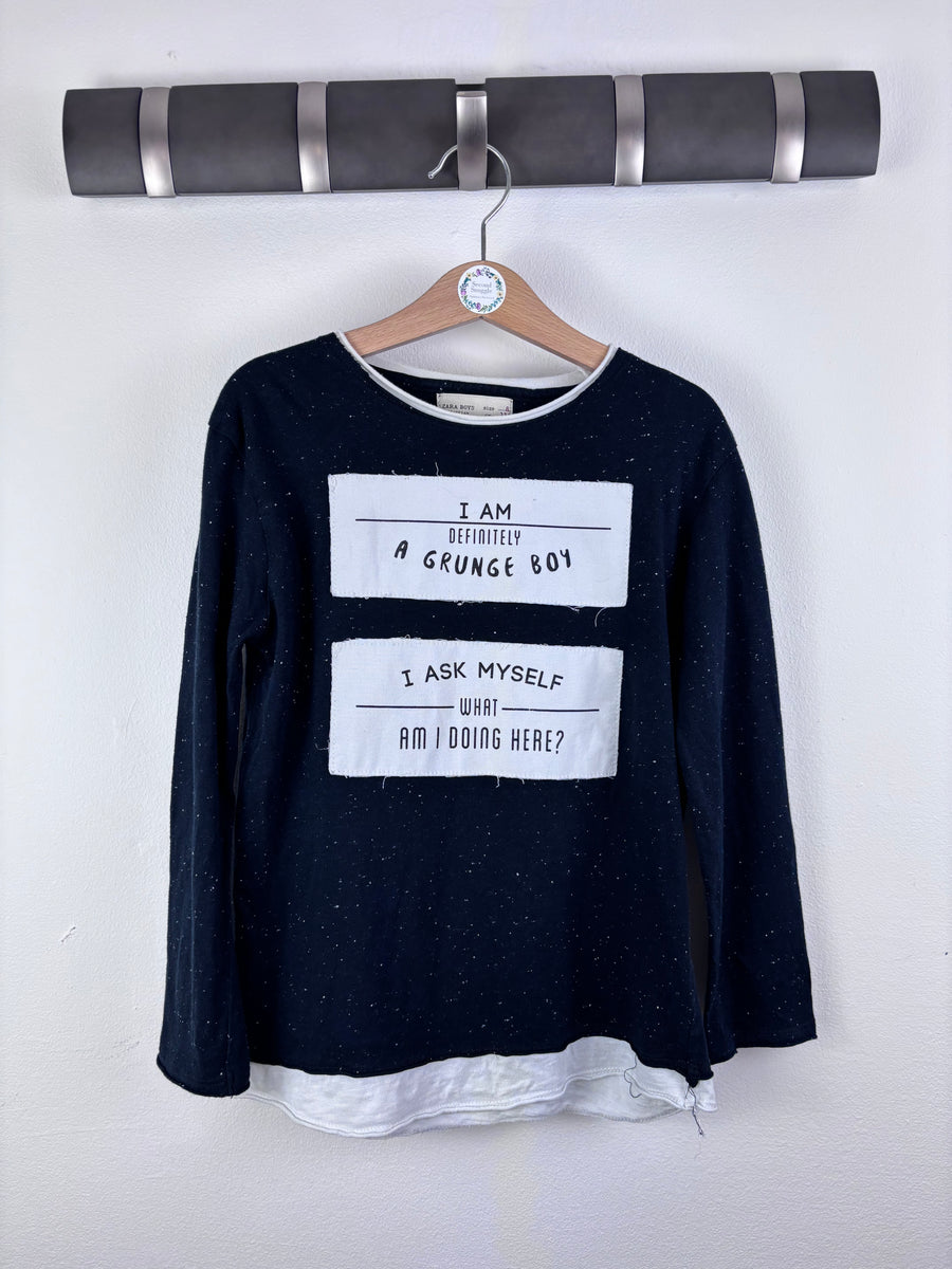 Zara Navy Slogan Long Sleeve Top 6 Years-Tops-Second Snuggle Preloved