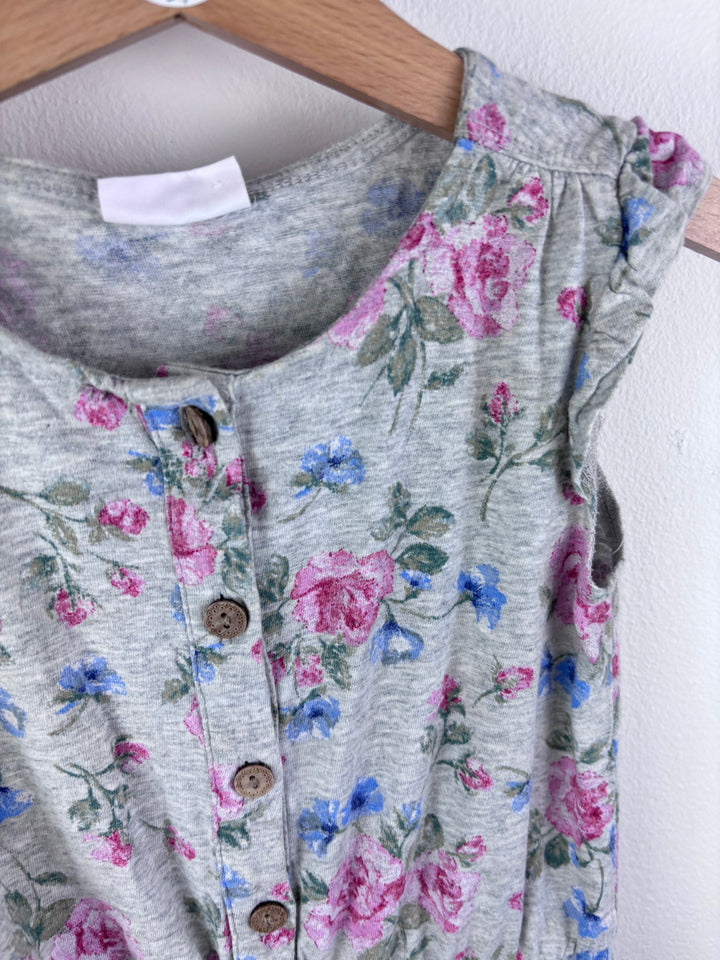 Next Grey Floral Playsuit Button Detail 3-4 Years-Jump Suits-Second Snuggle Preloved