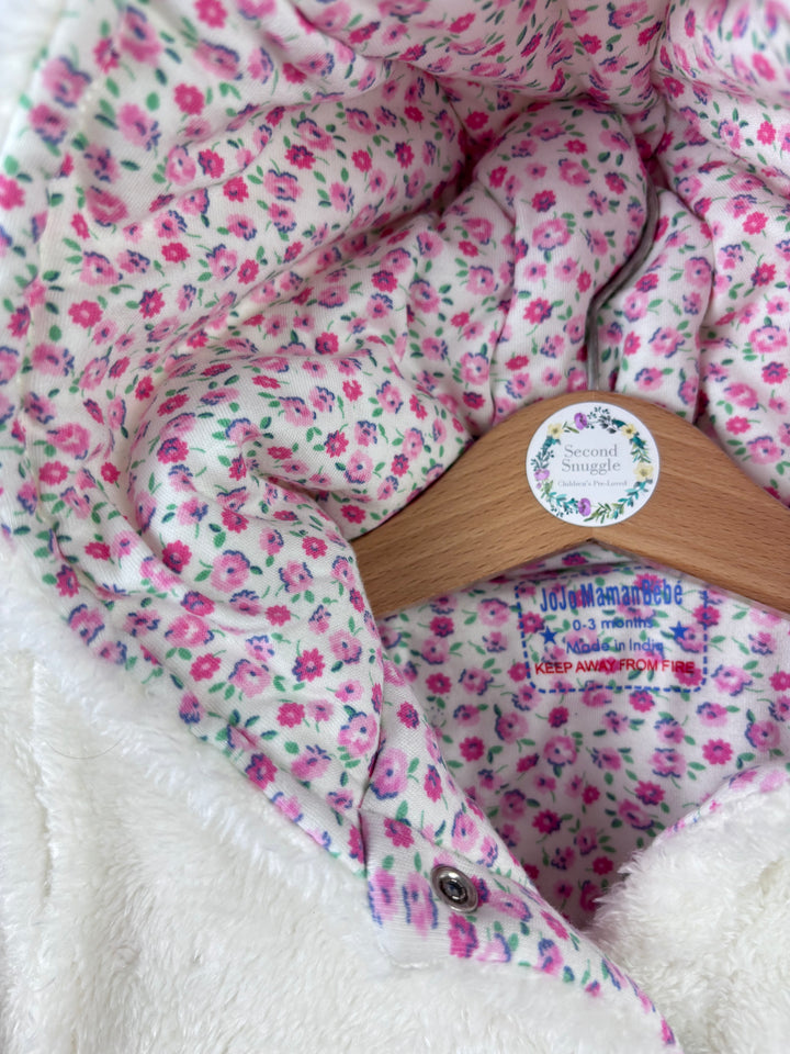 JoJo Maman Bebe White Teddy Pramsuit 0-3 Months & 3-6 Months-Pramsuits-Second Snuggle Preloved
