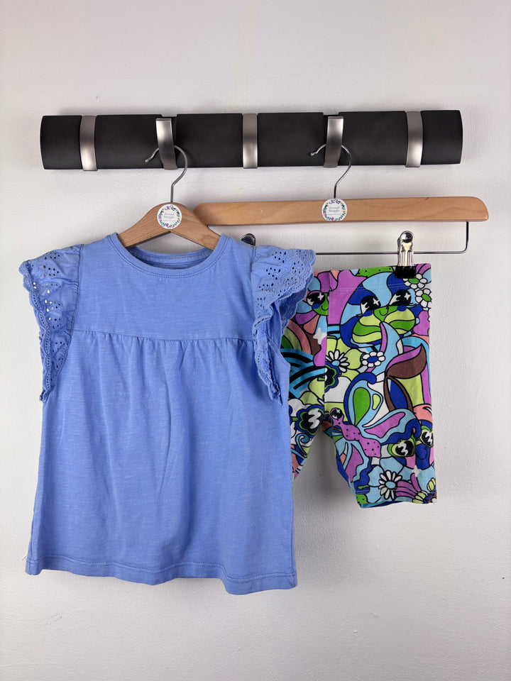 John Lewis Blue Top and Next Cycle Shorts Set 4-5 Years-Sets-Second Snuggle Preloved