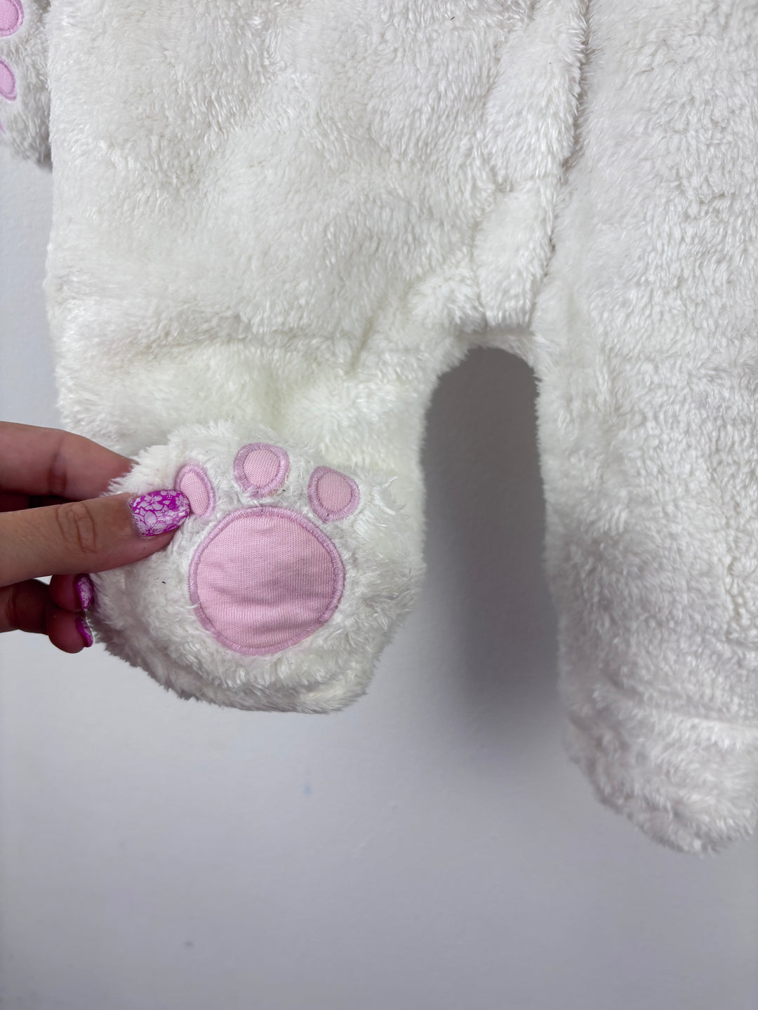 JoJo Maman Bebe White Teddy Pramsuit 0-3 Months & 3-6 Months-Pramsuits-Second Snuggle Preloved