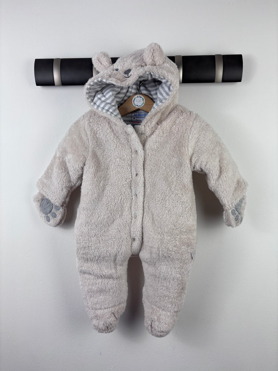 JoJo Maman Bebe Beige Bear Pramsuit 0-3 Months & 3-6 Months-Pramsuits-Second Snuggle Preloved