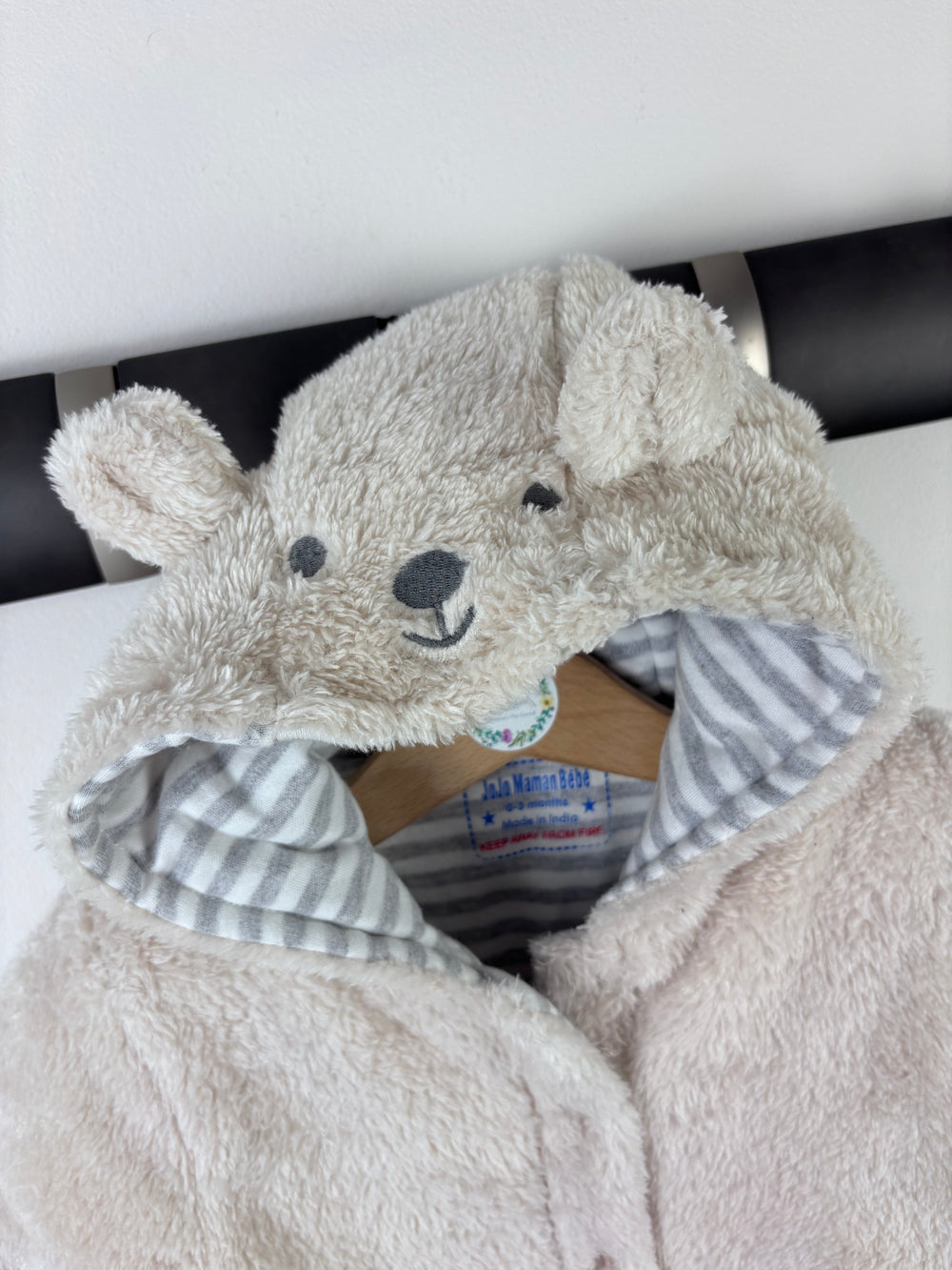 JoJo Maman Bebe Beige Bear Pramsuit 0-3 Months & 3-6 Months-Pramsuits-Second Snuggle Preloved