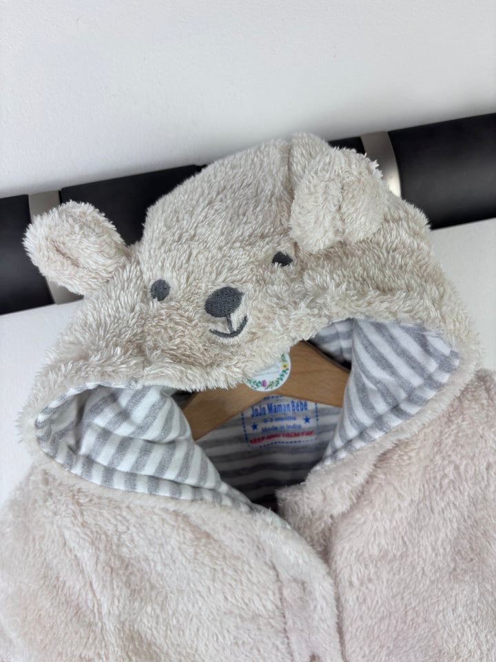 JoJo Maman Bebe Beige Bear Pramsuit 0-3 Months & 3-6 Months-Pramsuits-Second Snuggle Preloved