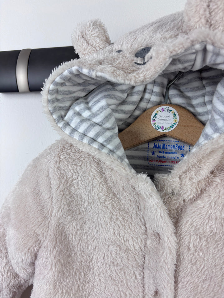 JoJo Maman Bebe Beige Bear Pramsuit 0-3 Months & 3-6 Months-Pramsuits-Second Snuggle Preloved