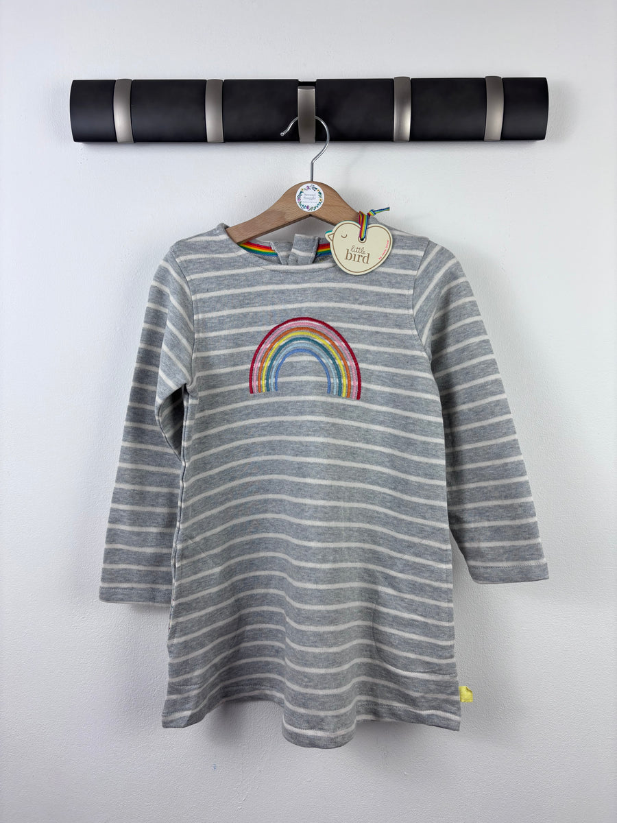 Little Bird Grey Stripe Rainbow Dress-Dresses-Second Snuggle Preloved