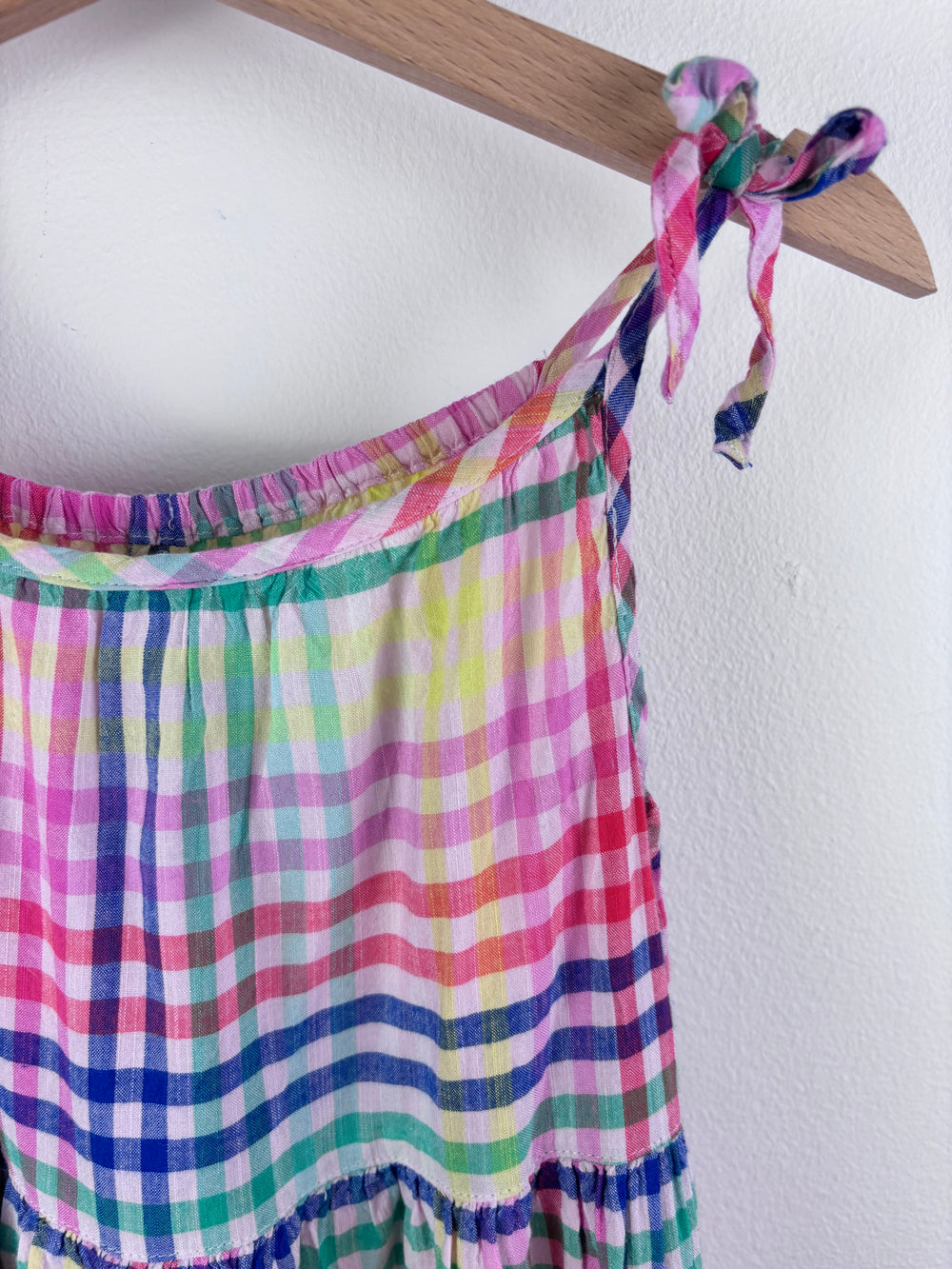 Next Pink Check Dress Tie Strap 5 Years-Dresses-Second Snuggle Preloved
