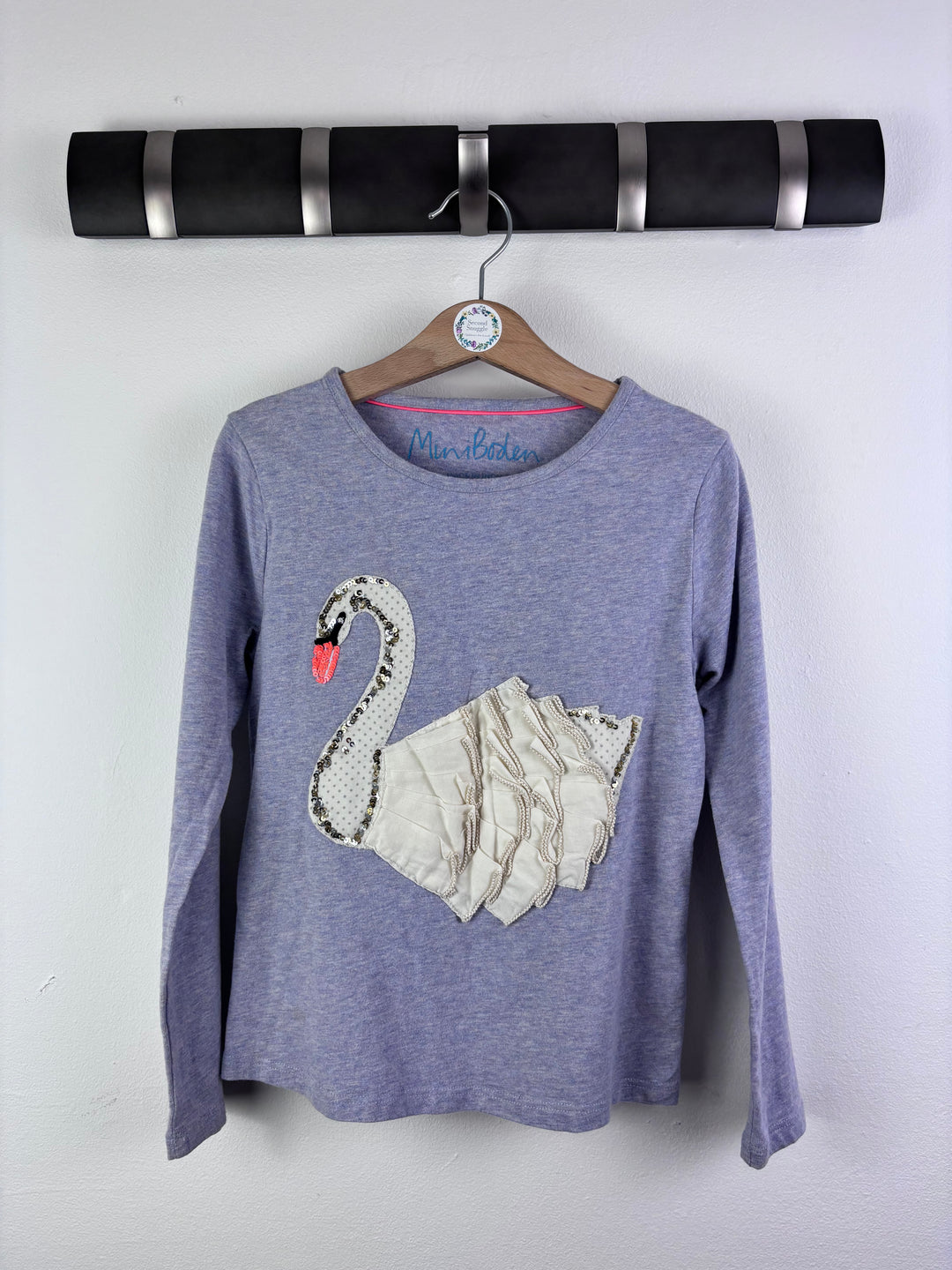Mini Boden Lilac Top Swan Appliqué 7-8 Years-Tops-Second Snuggle Preloved