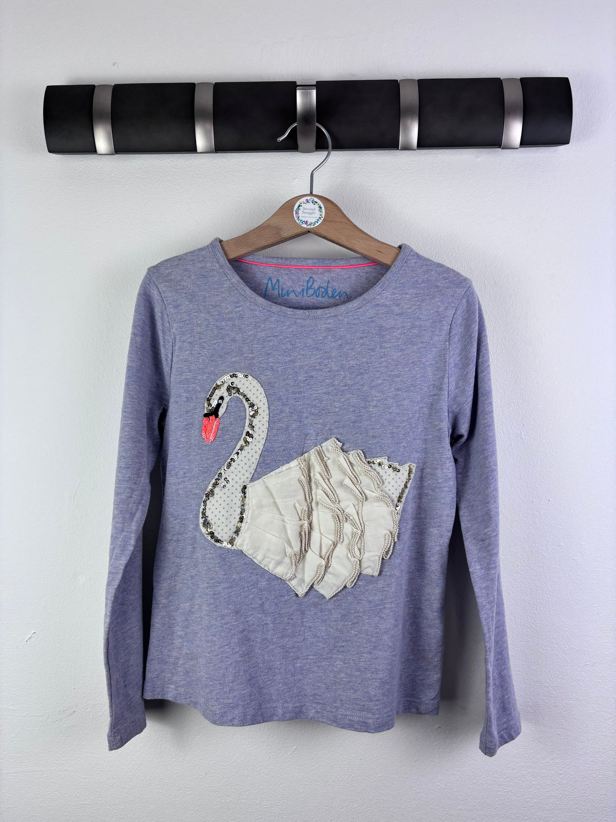Mini Boden Lilac Top Swan Appliqué 7-8 Years-Tops-Second Snuggle Preloved