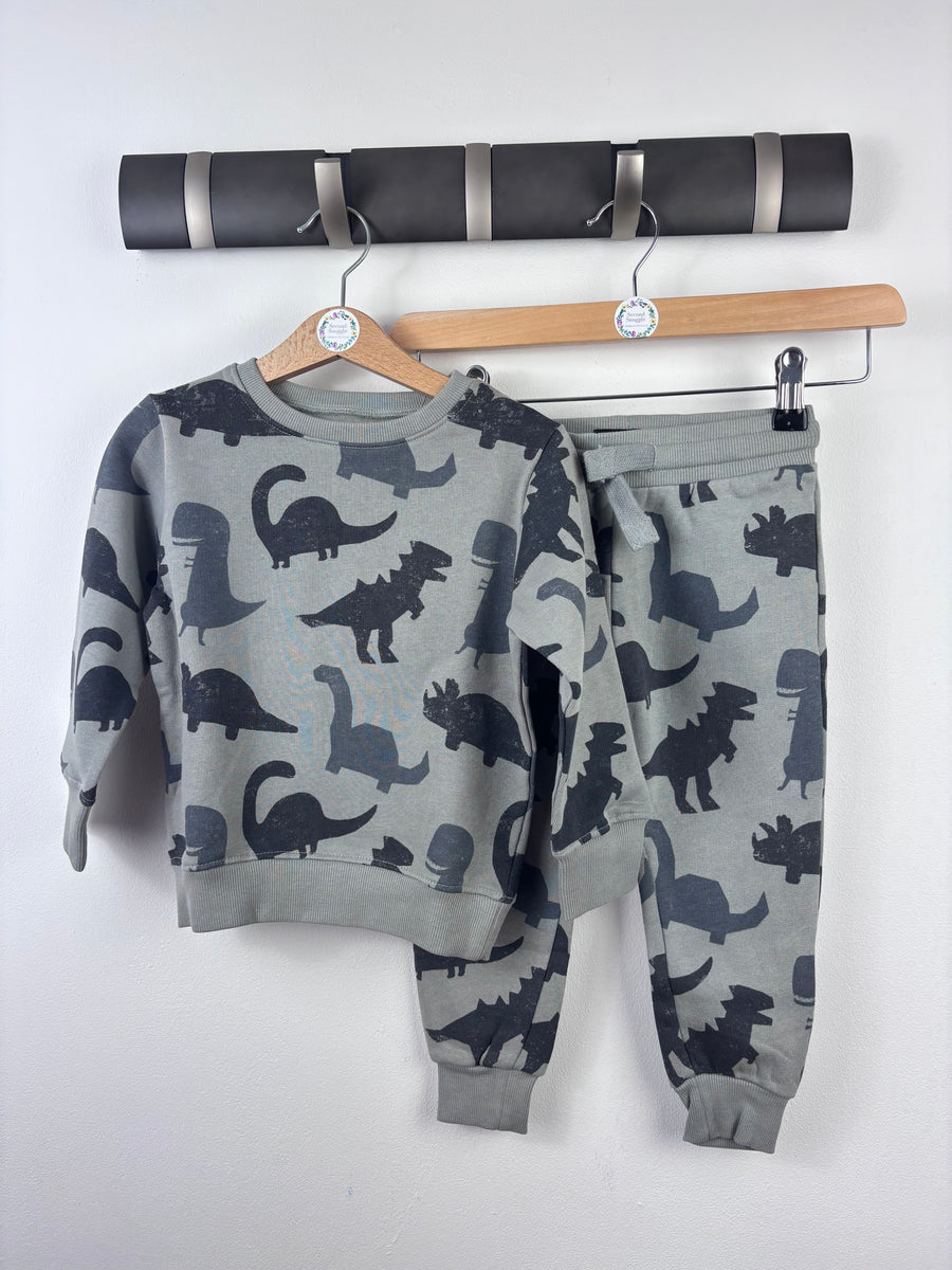 Next Grey Dinosaur Print Tracksuit-Sets-Second Snuggle Preloved