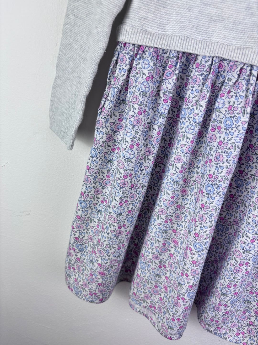 The Little White Company Grey Knit Floral Dress 18-24 Months-Dresses-Second Snuggle Preloved