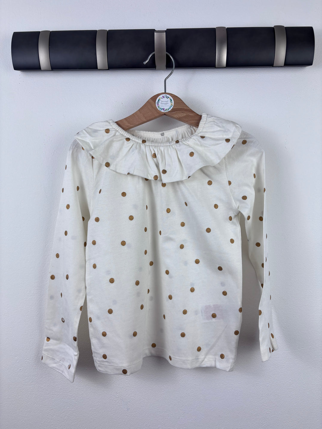 Boden White Gold Spot Long Sleeve Top-Tops-Second Snuggle Preloved