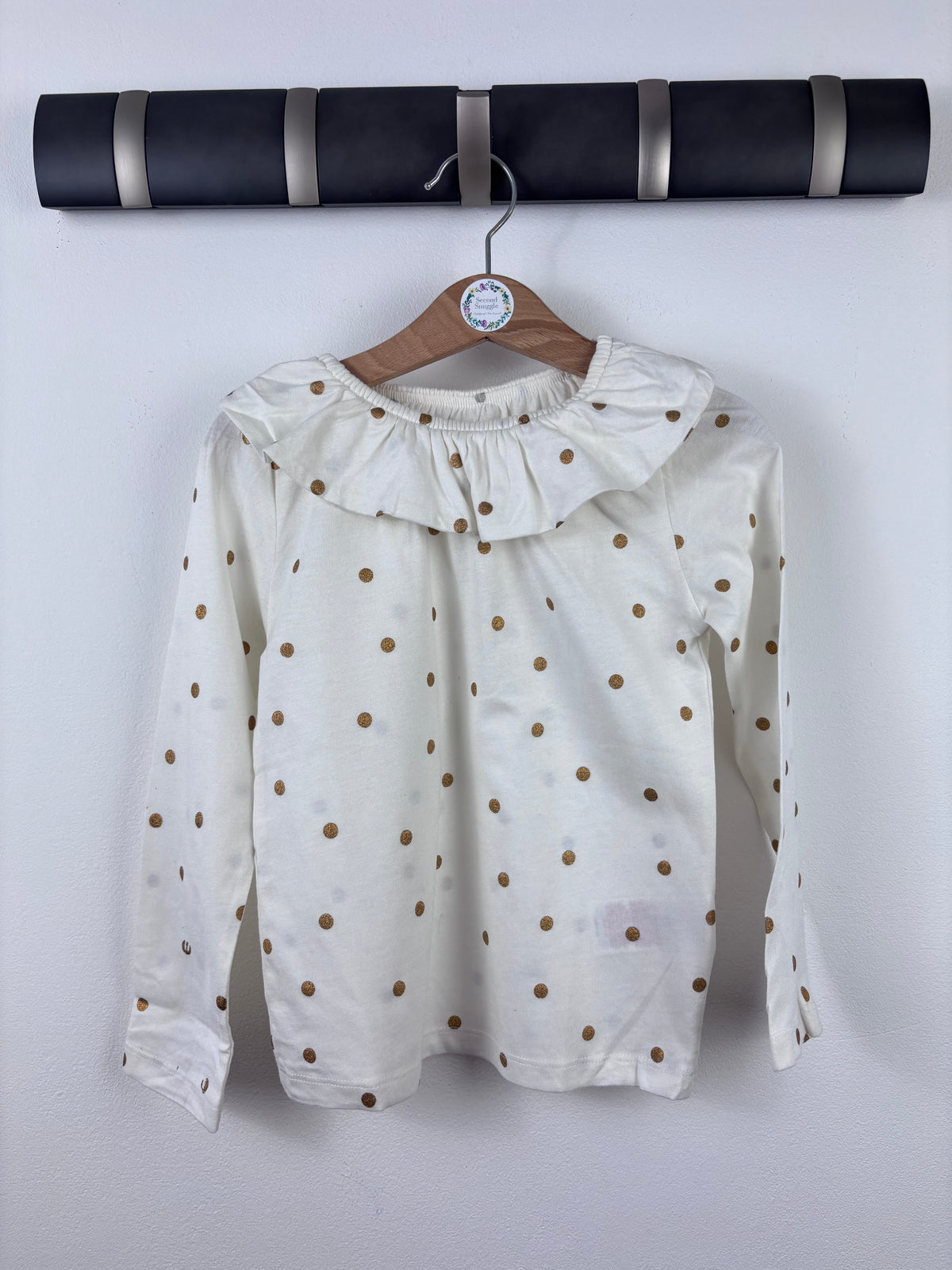Boden White Gold Spot Long Sleeve Top-Tops-Second Snuggle Preloved