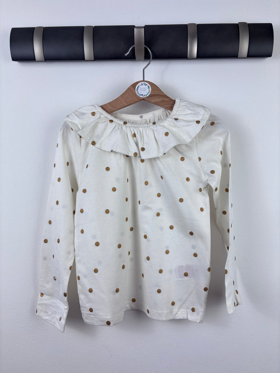 Boden White Gold Spot Long Sleeve Top-Tops-Second Snuggle Preloved