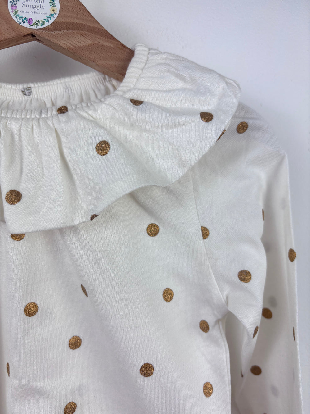 Boden White Gold Spot Long Sleeve Top-Tops-Second Snuggle Preloved