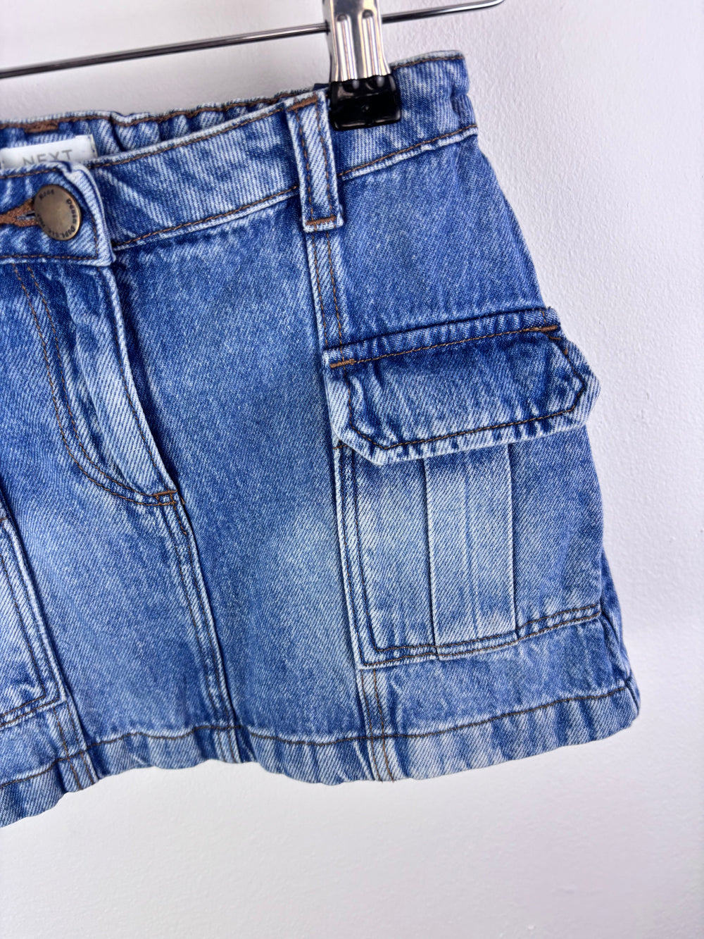 Next Blue Denim Cargo Skirt Adjustable Waist 6 Years-Skirts-Second Snuggle Preloved