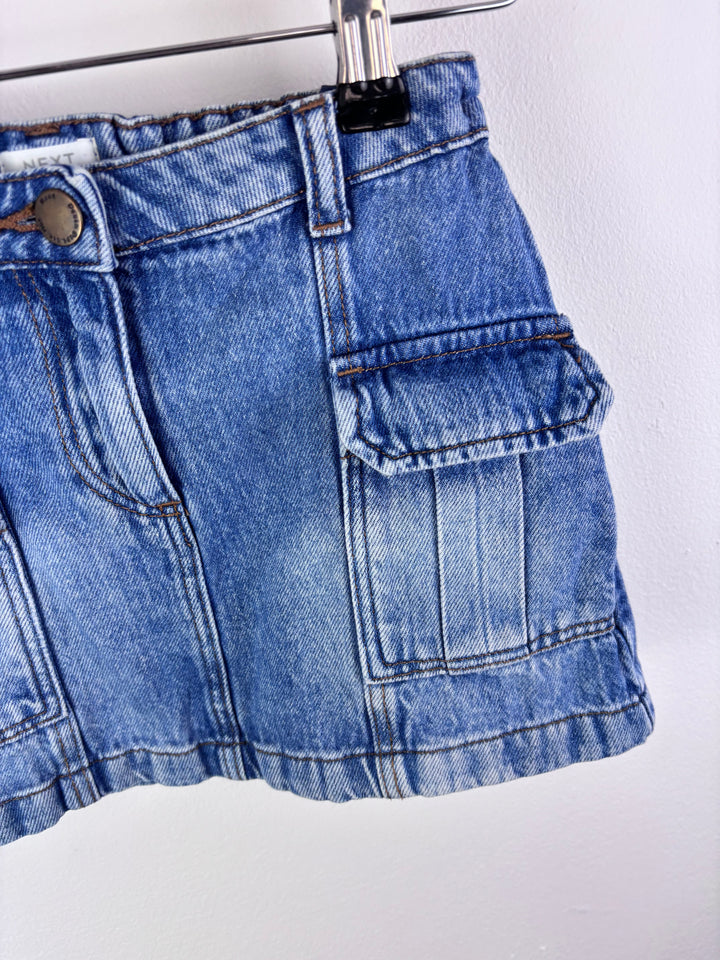 Next Blue Denim Cargo Skirt Adjustable Waist 6 Years-Skirts-Second Snuggle Preloved