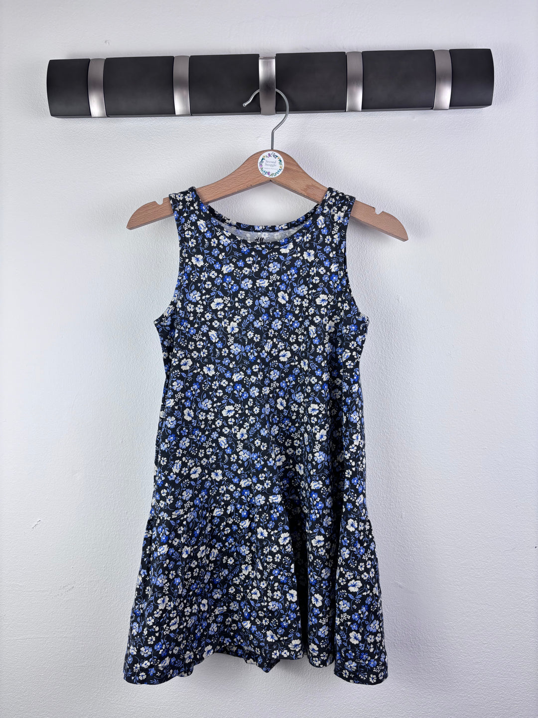 H&M Navy Floral Sleeveless Dress 2-4 Years-Dresses-Second Snuggle Preloved