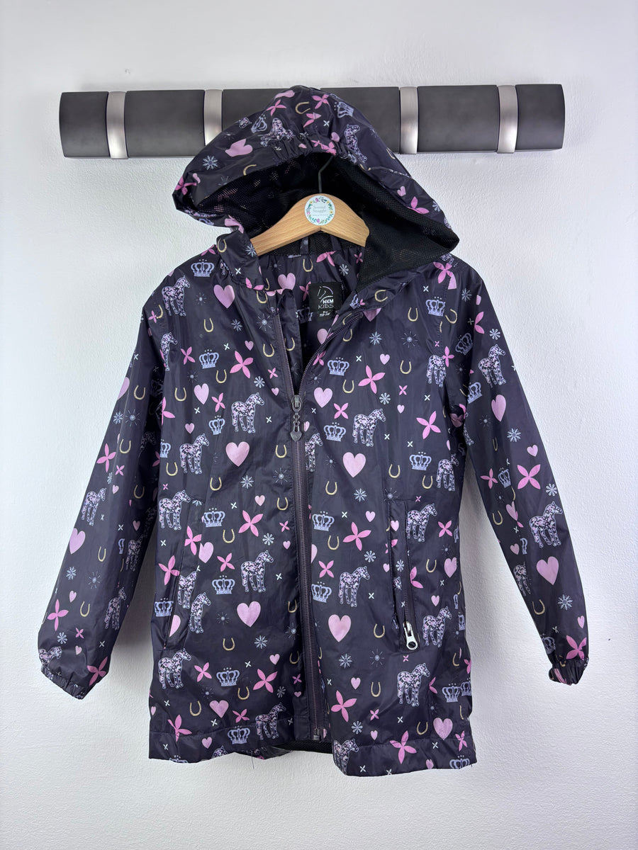 HKM Navy Horse Heart Print Raincoat 5-6 Years-Coats-Second Snuggle Preloved