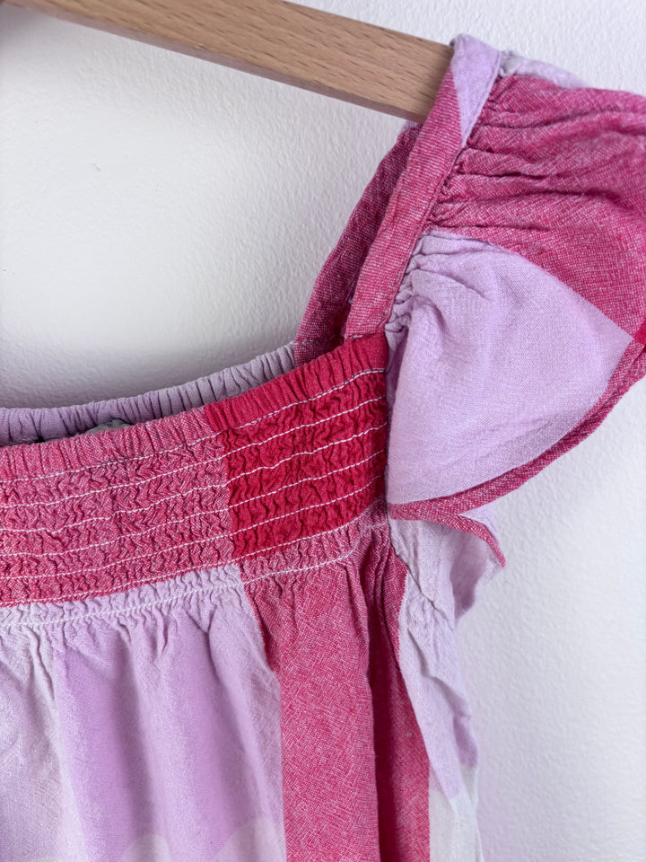 Joules Pink Check Bardot Top Flutter Sleeve 6 Years-Tops-Second Snuggle Preloved