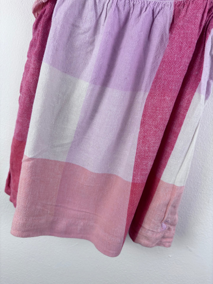 Joules Pink Check Bardot Top Flutter Sleeve 6 Years-Tops-Second Snuggle Preloved