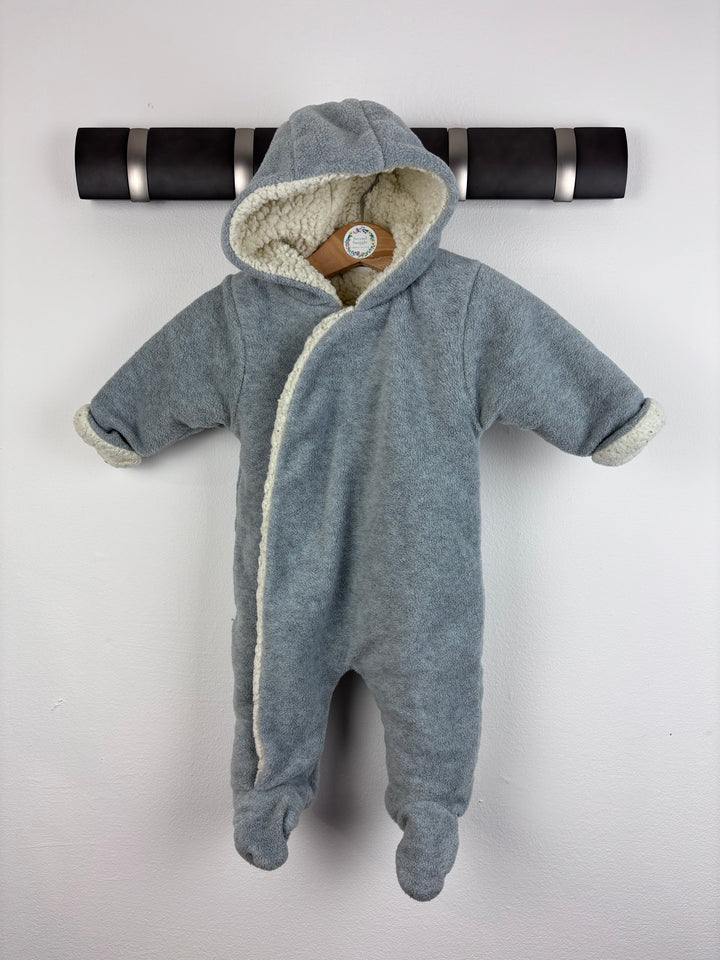 Next Grey Fleece Pramsuit Up to 3 Months-Pramsuits-Second Snuggle Preloved